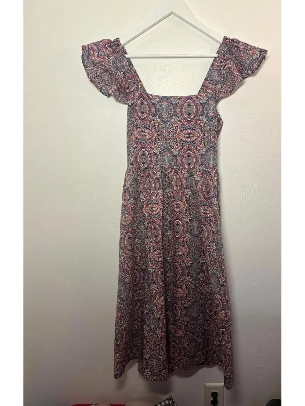 Banana Republic Open Back Tie Back Paisley Midi Dress Size Small - Picture 2 of 9